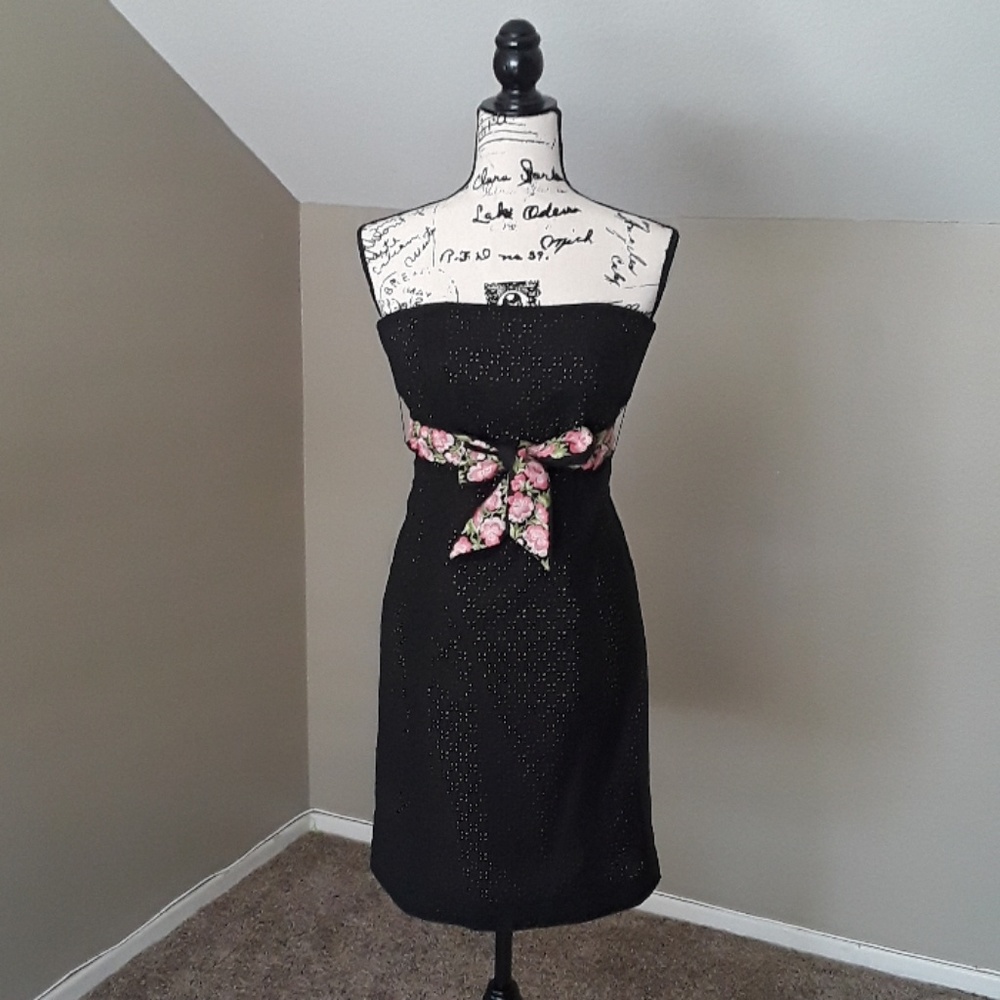 Shoshanna Strapless Dress with Embroidered Belt